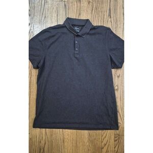 Alfani Collared 3 Button Down Pinstripe Short Sleeve Polo Shirt Men's Large